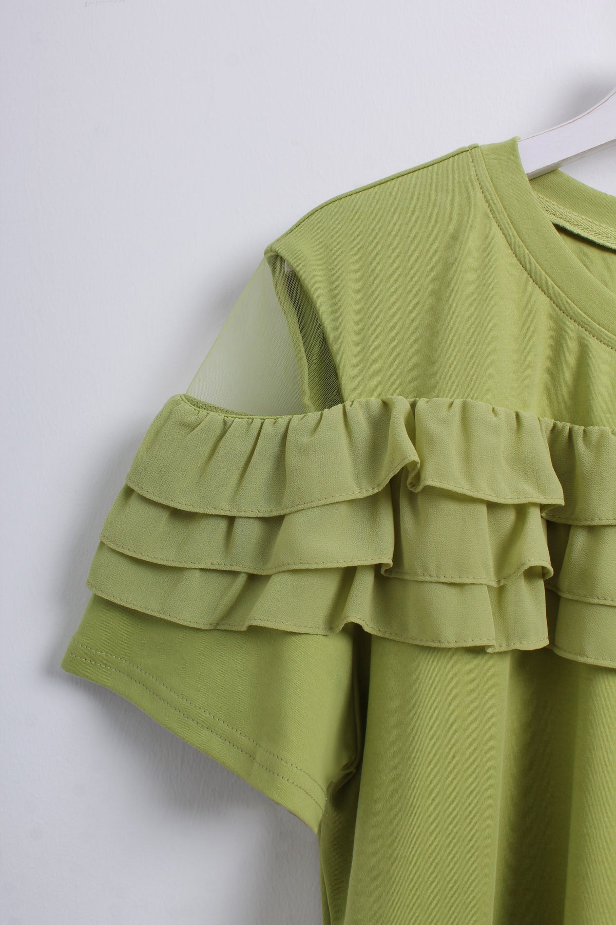 Ruffle Blouse in Green (XXL size)
