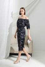 Seraphine Off-Shoulder Floral Midi Dress