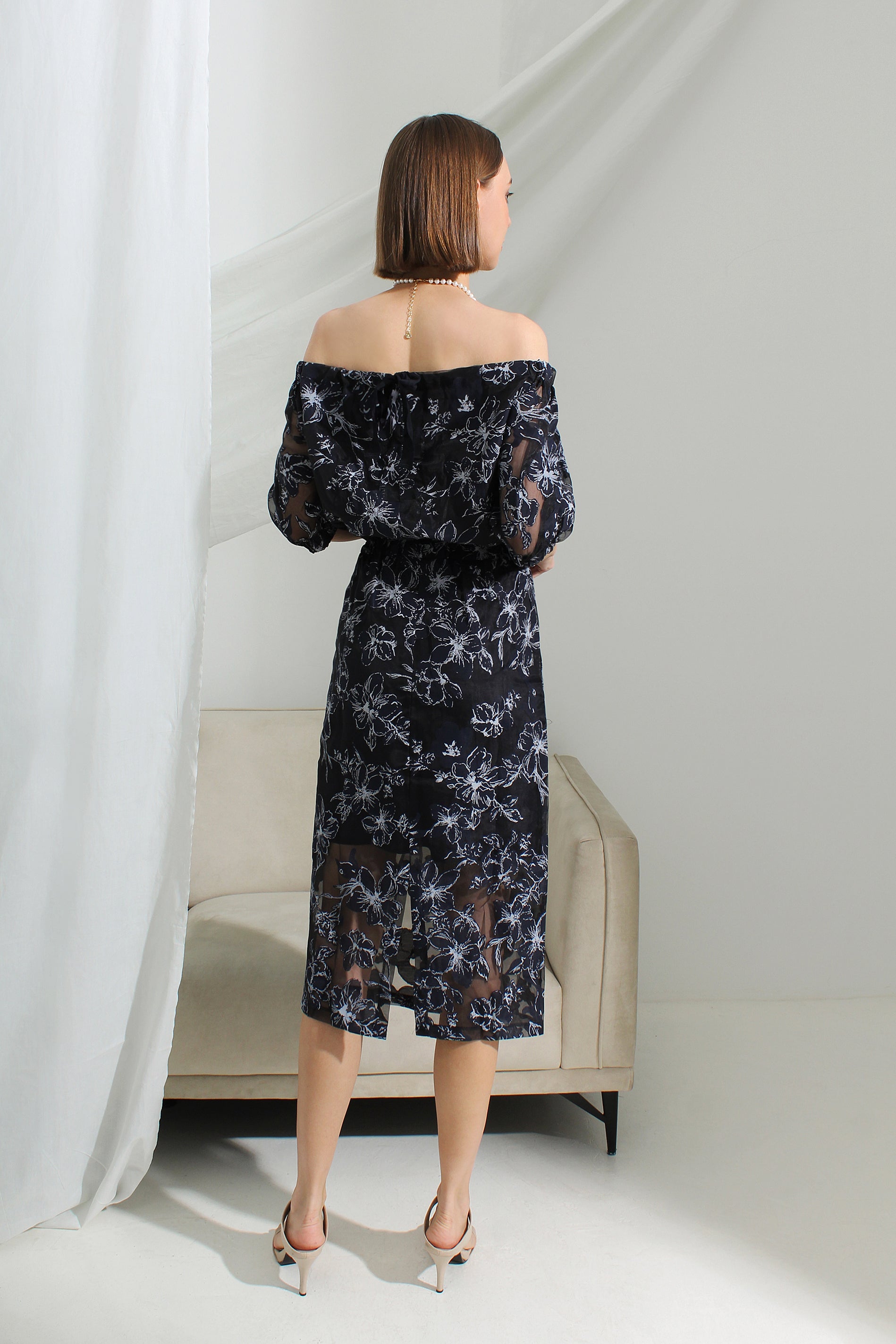 Seraphine Off-Shoulder Floral Midi Dress