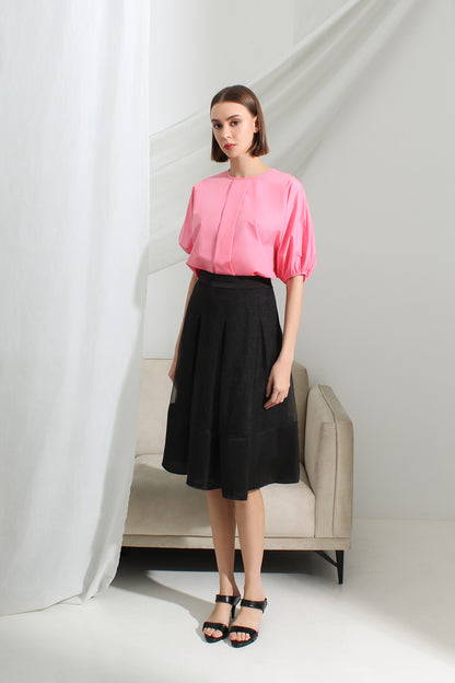Henley Organza Hem Midi Skirt
