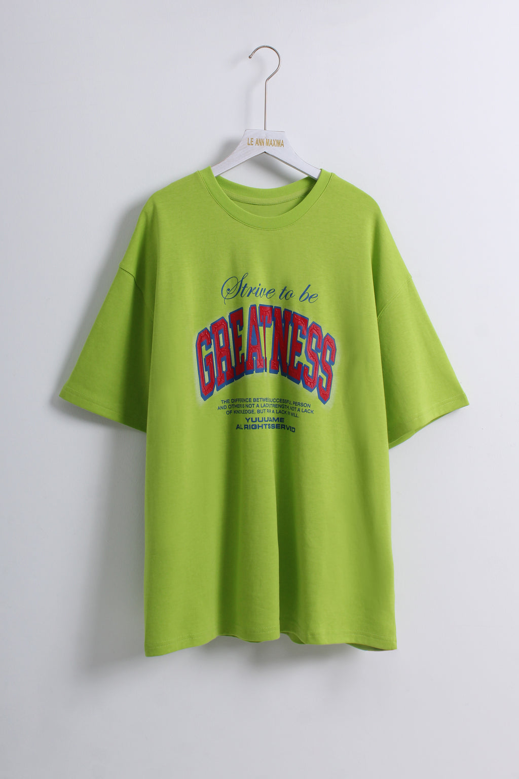Greatness Oversized Graphic Tee in Lime Green (Free size)