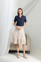 Henley Organza Hem Midi Skirt
