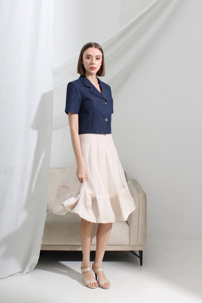 Henley Organza Hem Midi Skirt