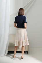 Henley Organza Hem Midi Skirt