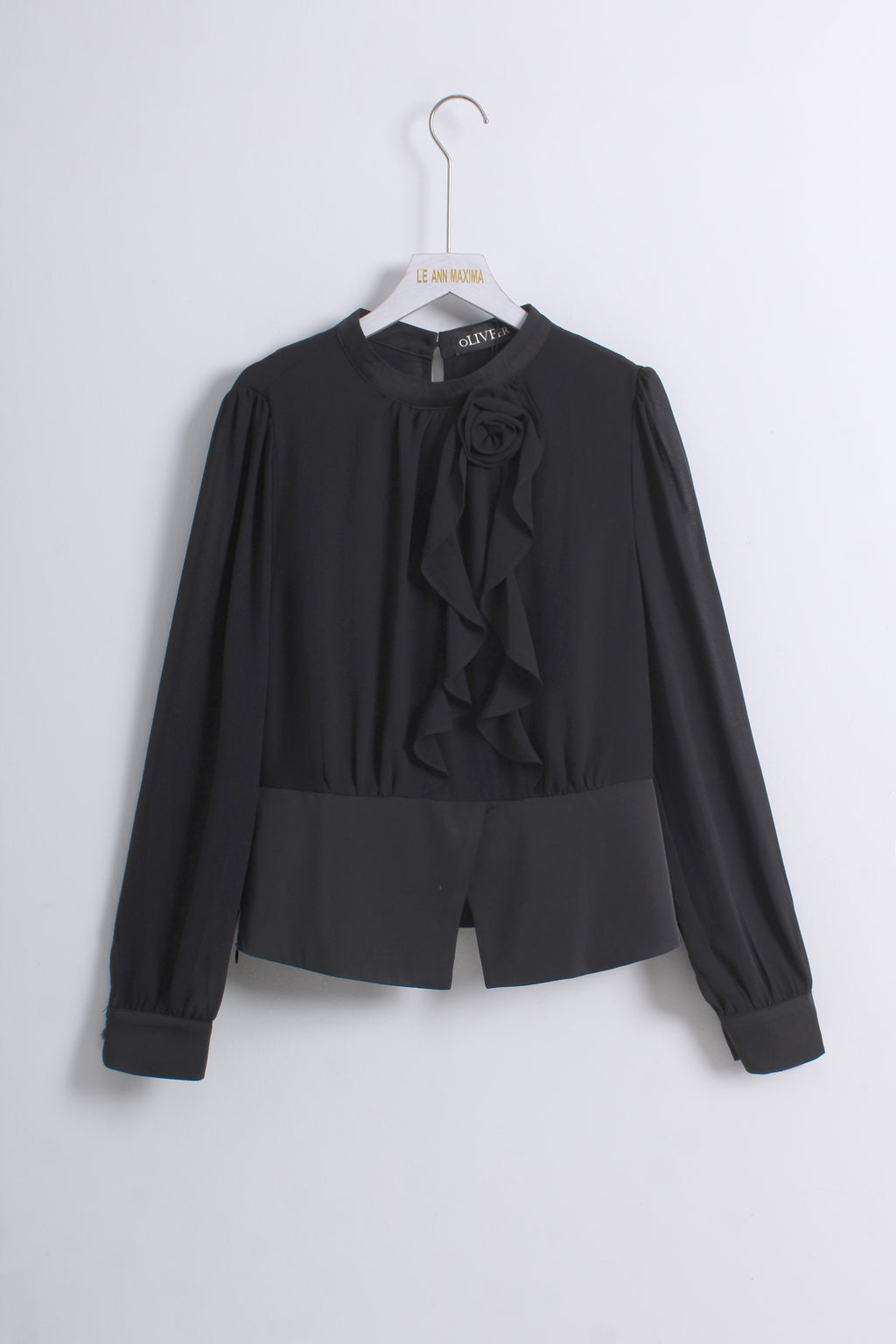 Chiffon Rose Blouse in Black (L size)