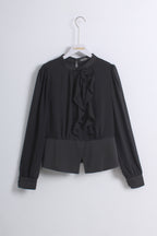Chiffon Rose Blouse in Black (L size)