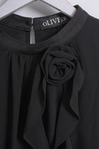 Chiffon Rose Blouse in Black (L size)