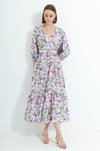 Floral V Neck Maxi Dress