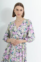 Floral V Neck Maxi Dress