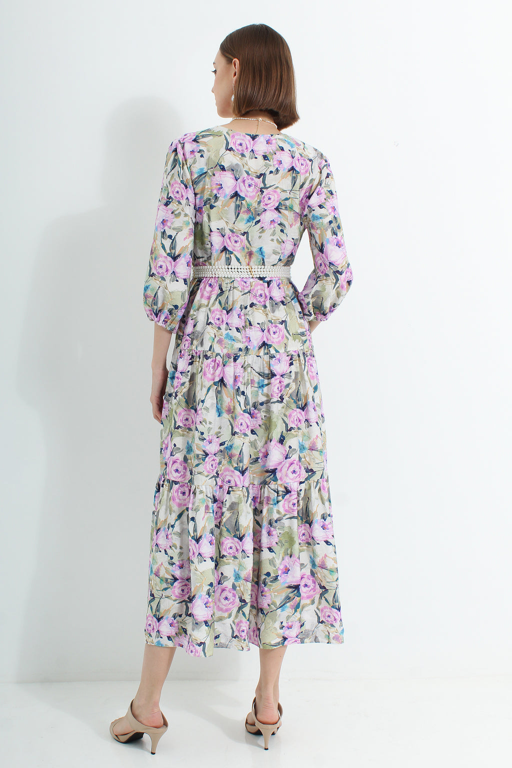 Floral V Neck Maxi Dress