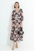 Floral V Neck Maxi Dress