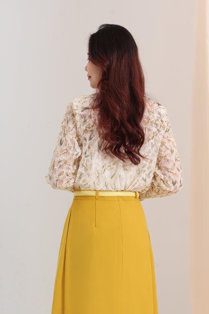 Pleated Flare Maxi Skirt