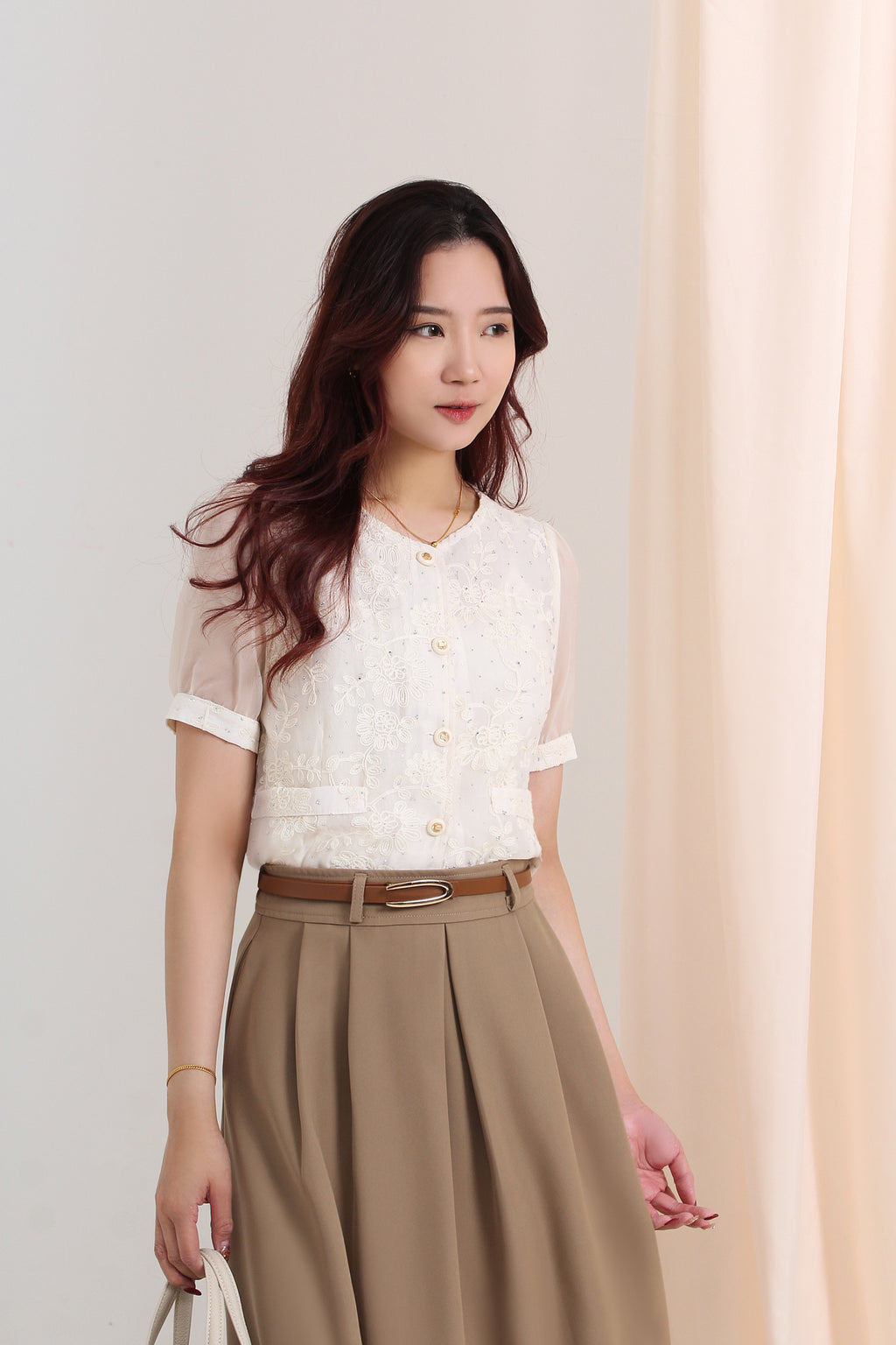 Pleated Flare Maxi Skirt