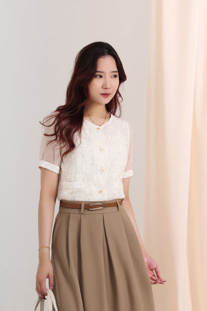 Pleated Flare Maxi Skirt