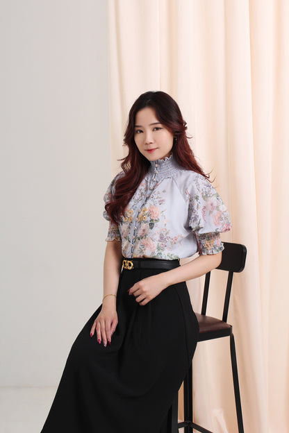 Pleated Flare Maxi Skirt