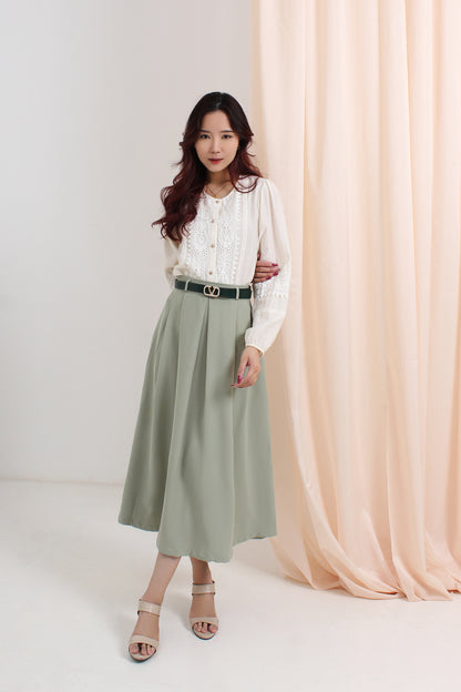 Pleated Flare Maxi Skirt