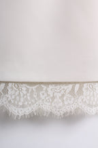 Satin Lace Trim Midi Skirt (L size)