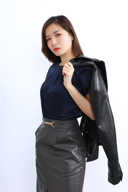 Audrey Box Pleated Blouse