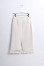 Satin Lace Trim Midi Skirt (L size)