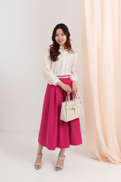 Pleated Flare Maxi Skirt