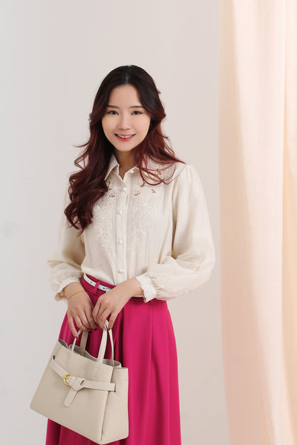 Pleated Flare Maxi Skirt