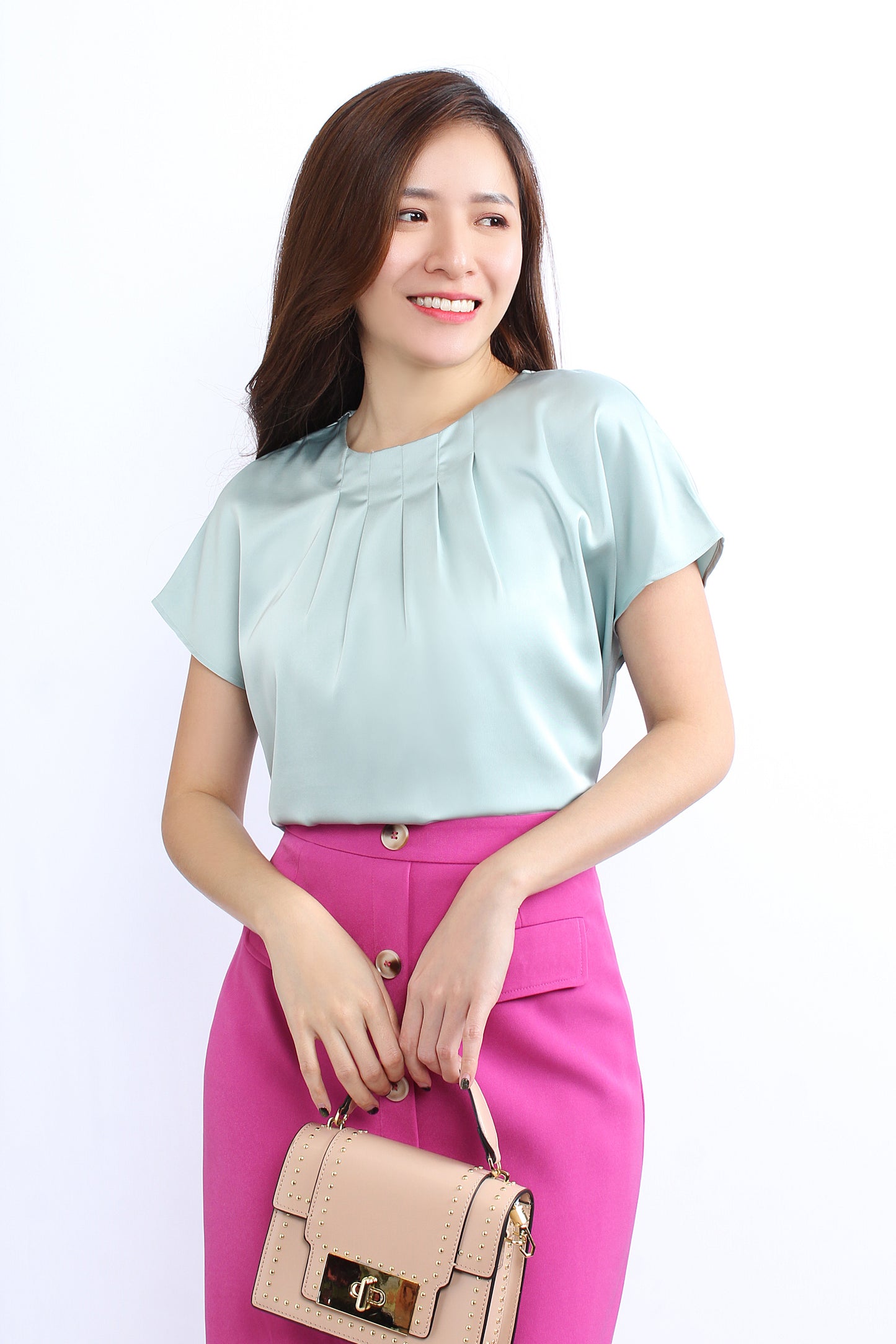 Audrey Box Pleated Blouse