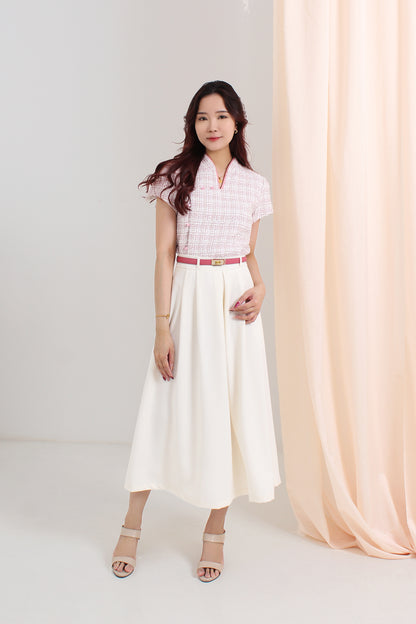 Pleated Flare Maxi Skirt