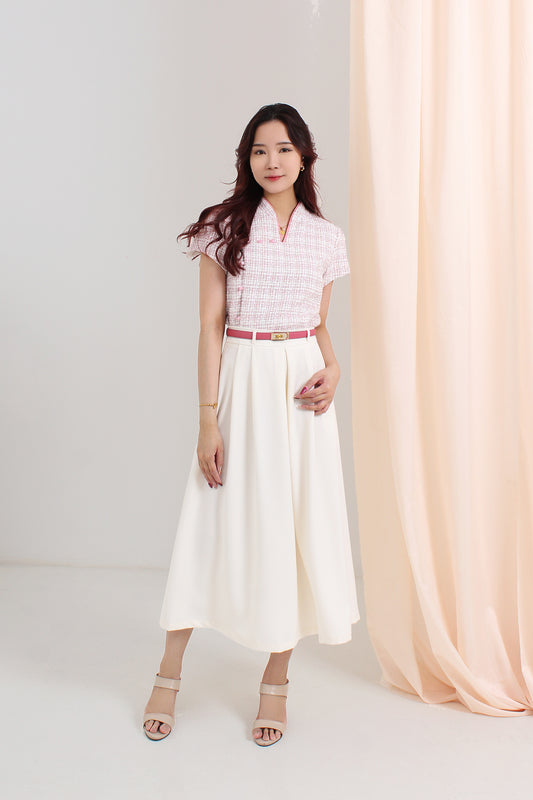 Pleated Flare Maxi Skirt