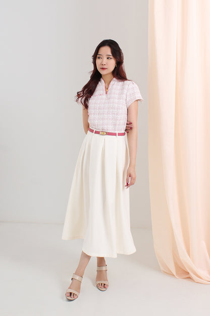 Pleated Flare Maxi Skirt