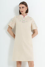 Coralena Embroidered Modern Cheongsam