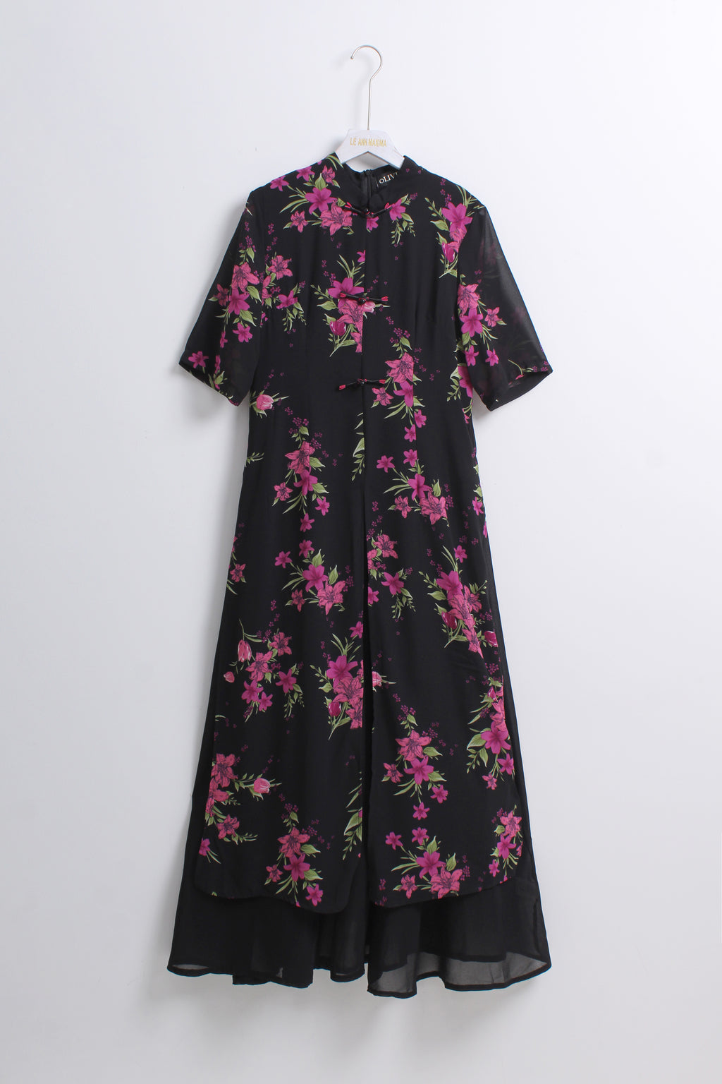 Floral Maxi Cheongsam in Purple (XL size)