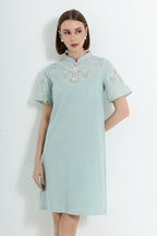 Coralena Embroidered Modern Cheongsam