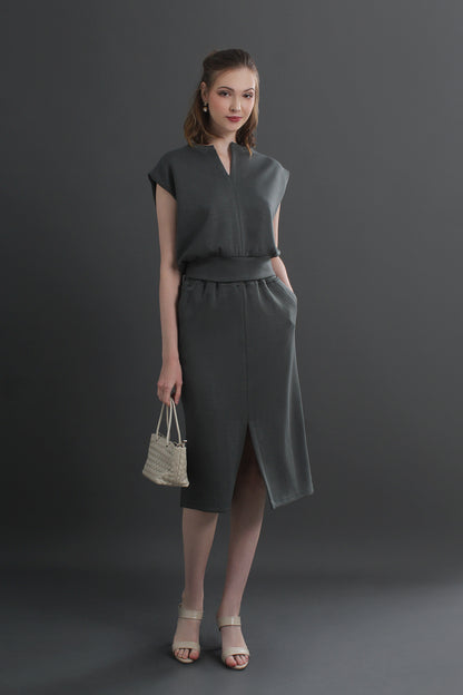 Ease-Fit Tailored Midi Dress