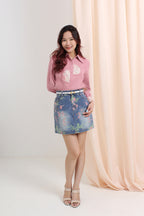 Floral Printed Denim Skirt