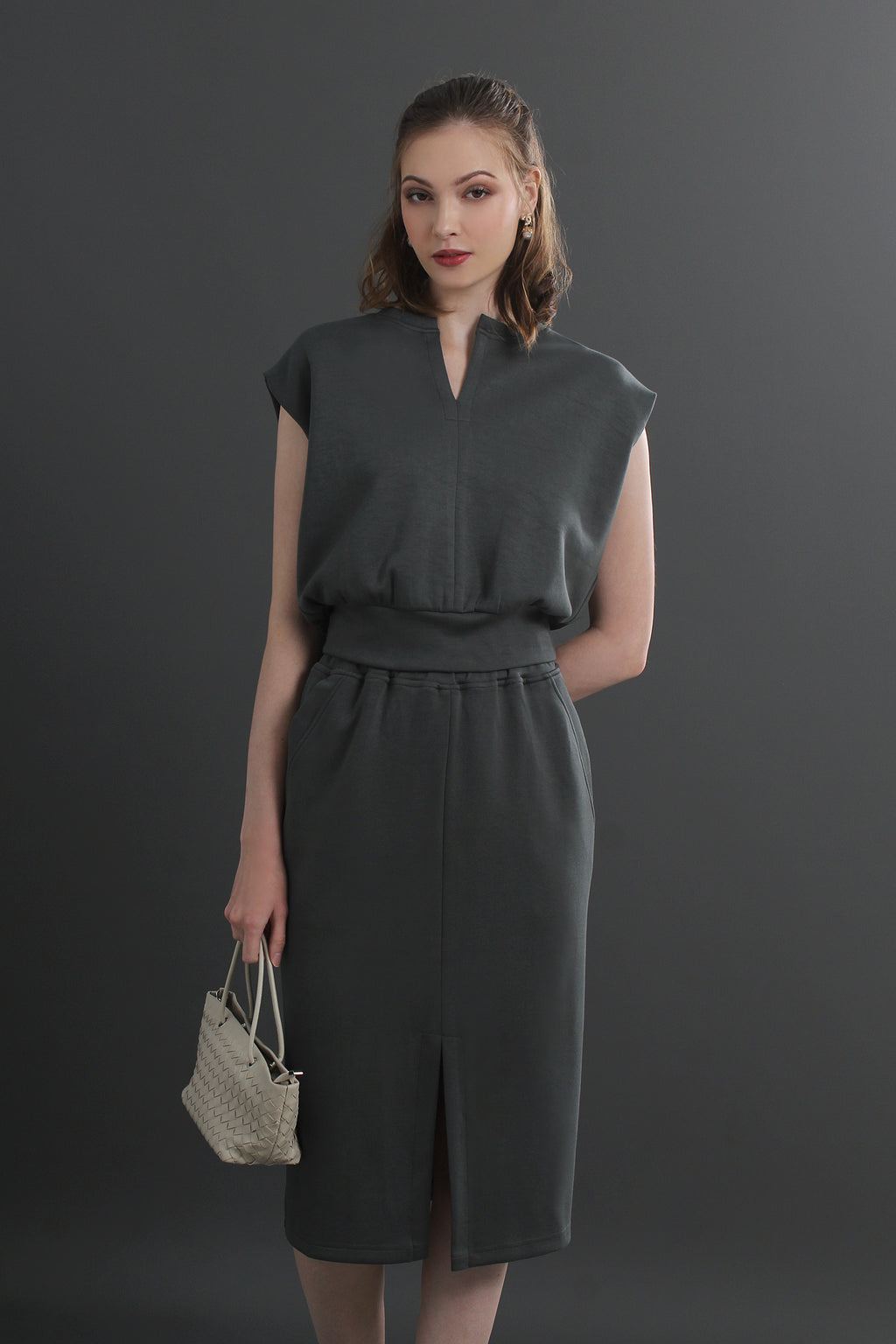Ease-Fit Tailored Midi Dress