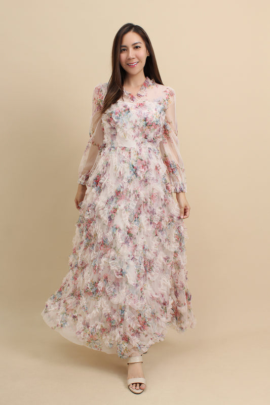 Wonderlust Elegant Tiered Ruffle Maxi Dress