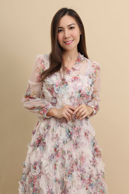 Illuvia Chiffon Mesh Gradient Dress