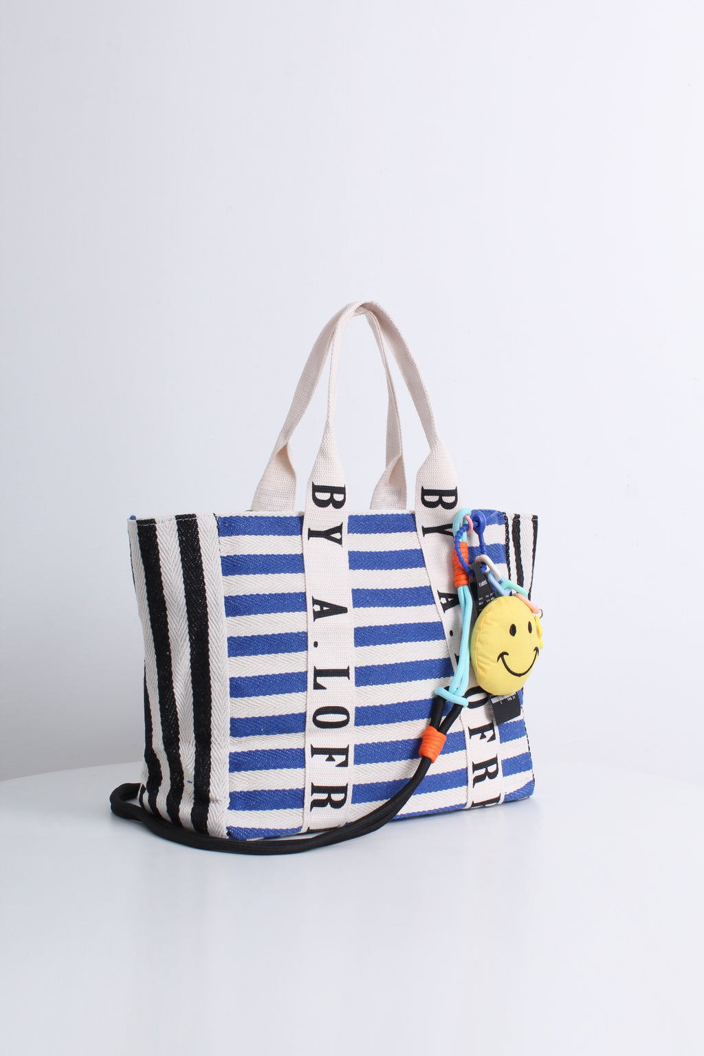 Free Gift -  Stripes Smiley Tote Bag in Blue