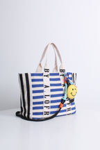 Free Gift -  Stripes Smiley Tote Bag in Blue