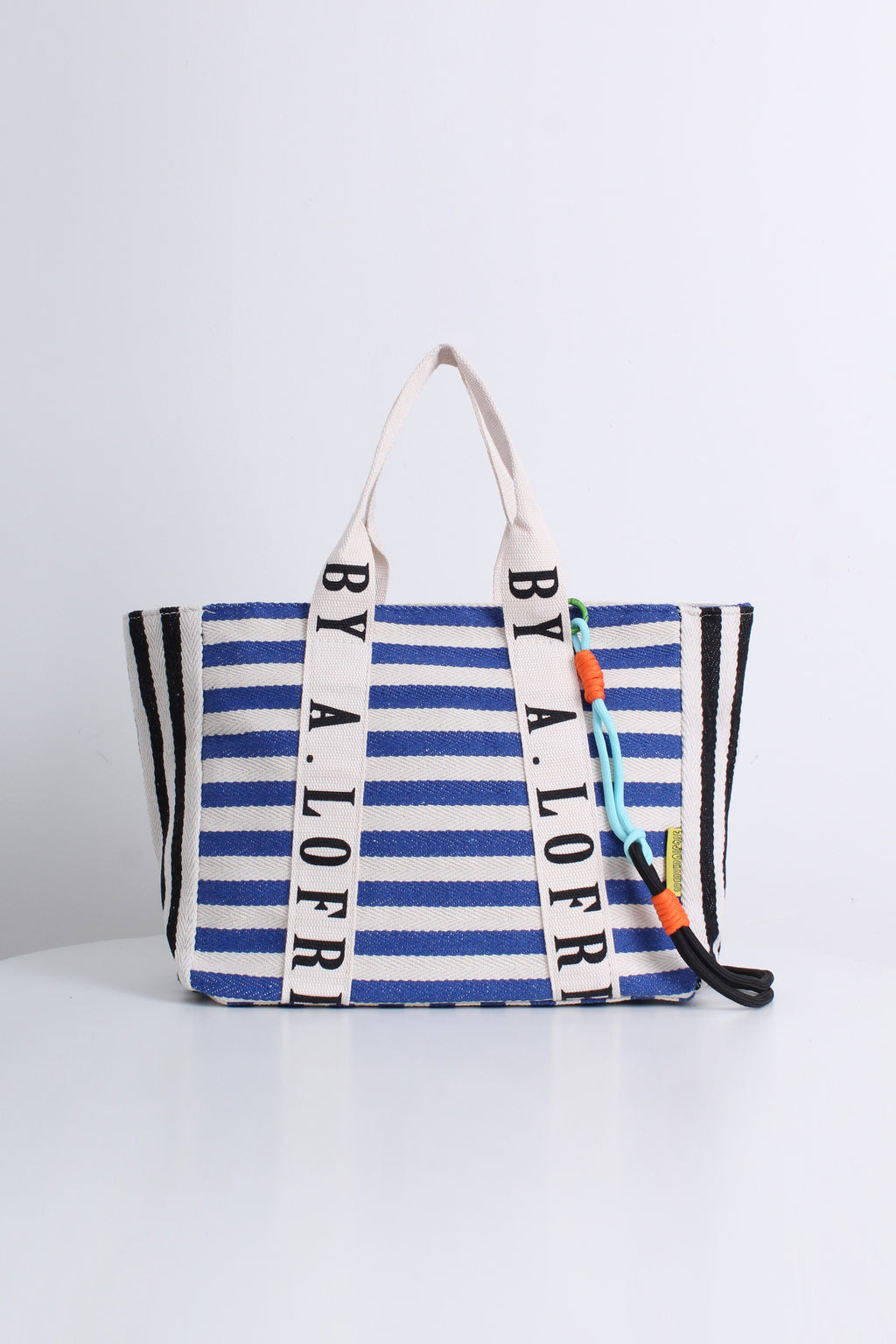 Free Gift -  Stripes Smiley Tote Bag in Blue