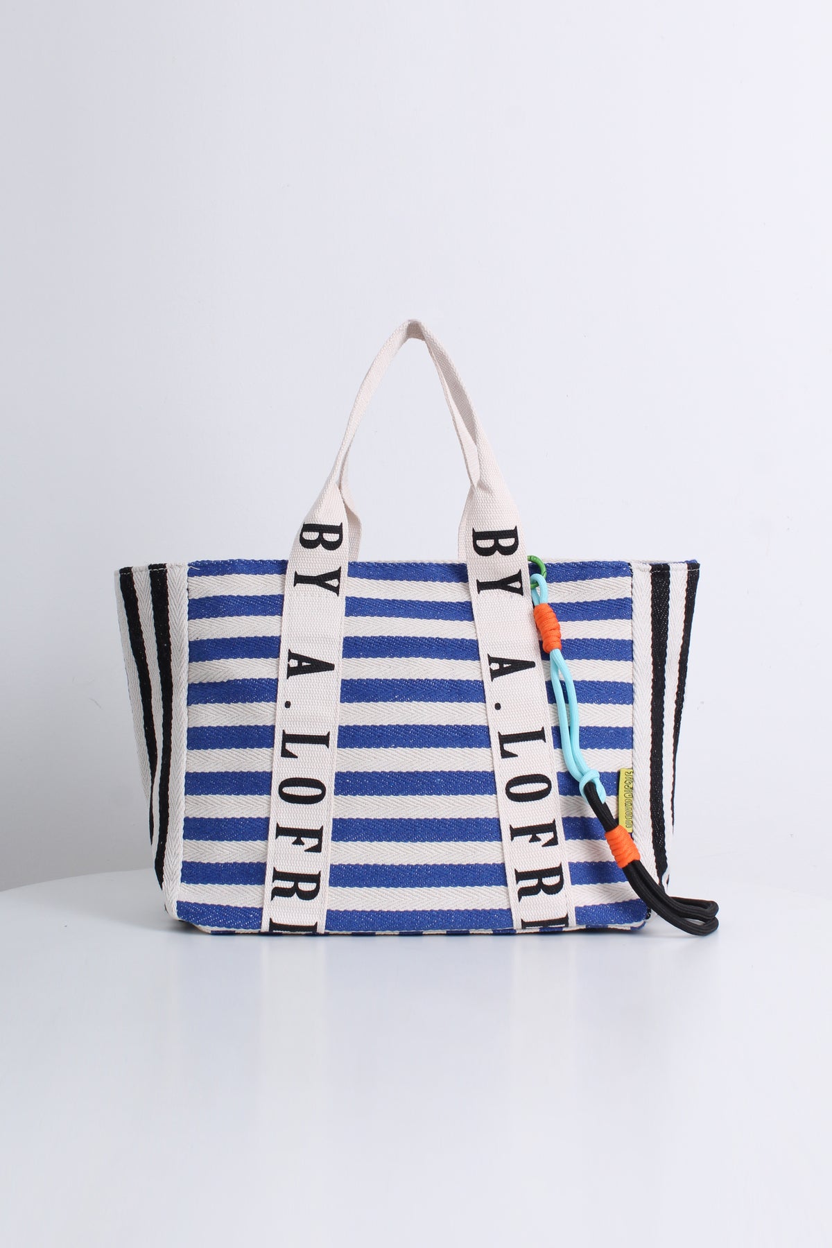 Free Gift -  Stripes Smiley Tote Bag in Blue