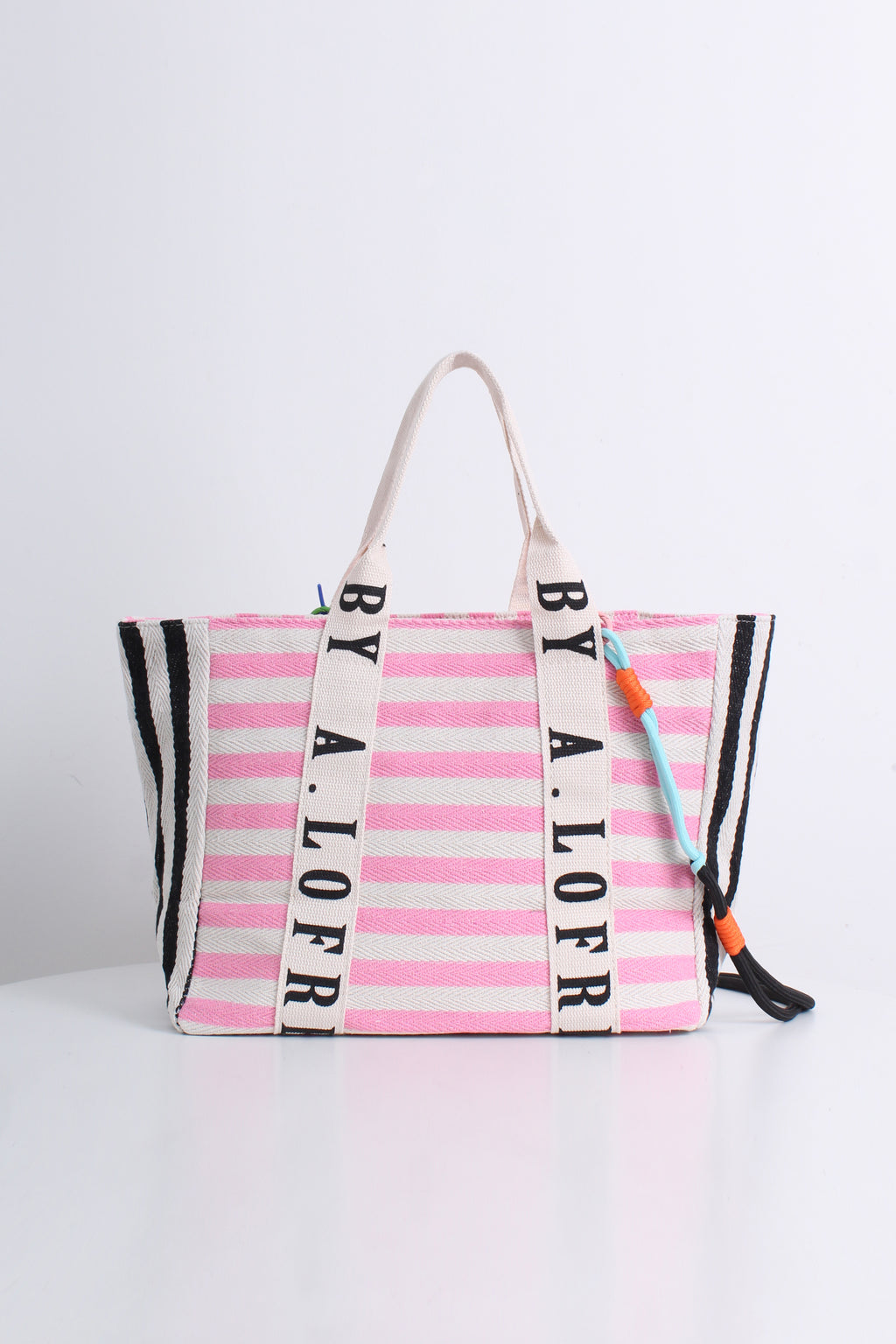 Free Gift - Stripes Smiley Tote Bag in Pink