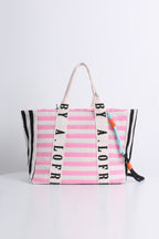 Free Gift - Stripes Smiley Tote Bag in Pink