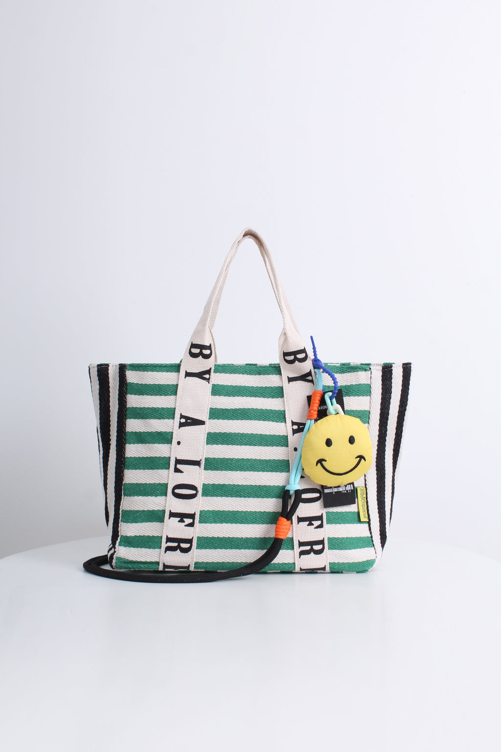 Free Gift - Stripes Smiley Tote Bag in Green