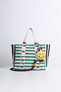 Free Gift - Stripes Smiley Tote Bag in Green