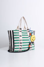Free Gift - Stripes Smiley Tote Bag in Green