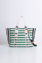 Free Gift - Stripes Smiley Tote Bag in Green