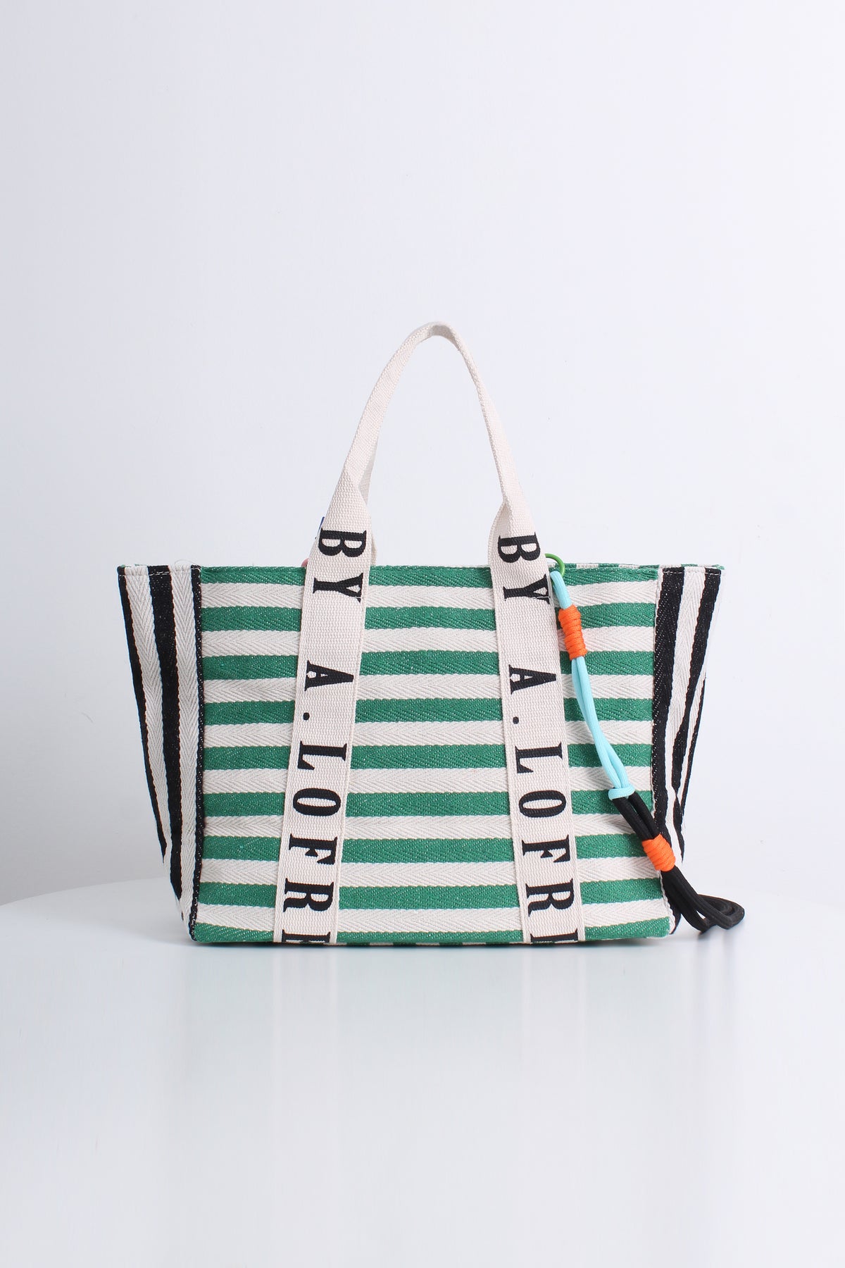 Free Gift - Stripes Smiley Tote Bag in Green