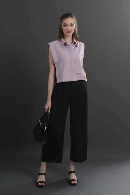 Rowena sleeveless lapel shirt straight commuting all-match top