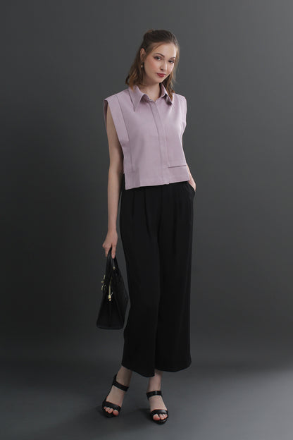 Rowena sleeveless lapel shirt straight commuting all-match top